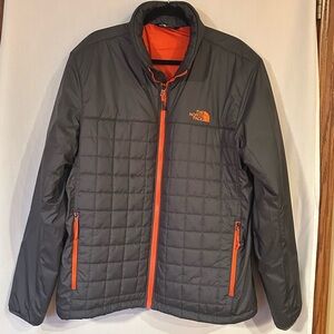 The North Face Men's Charcoal and Bright Orange Puffer Jacket